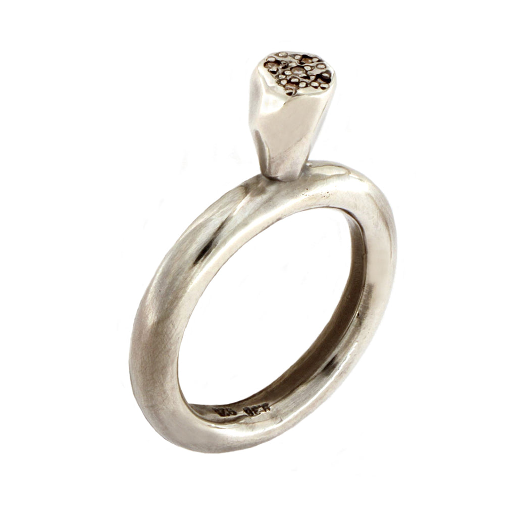 Brown Diamond Silver Facet Ring