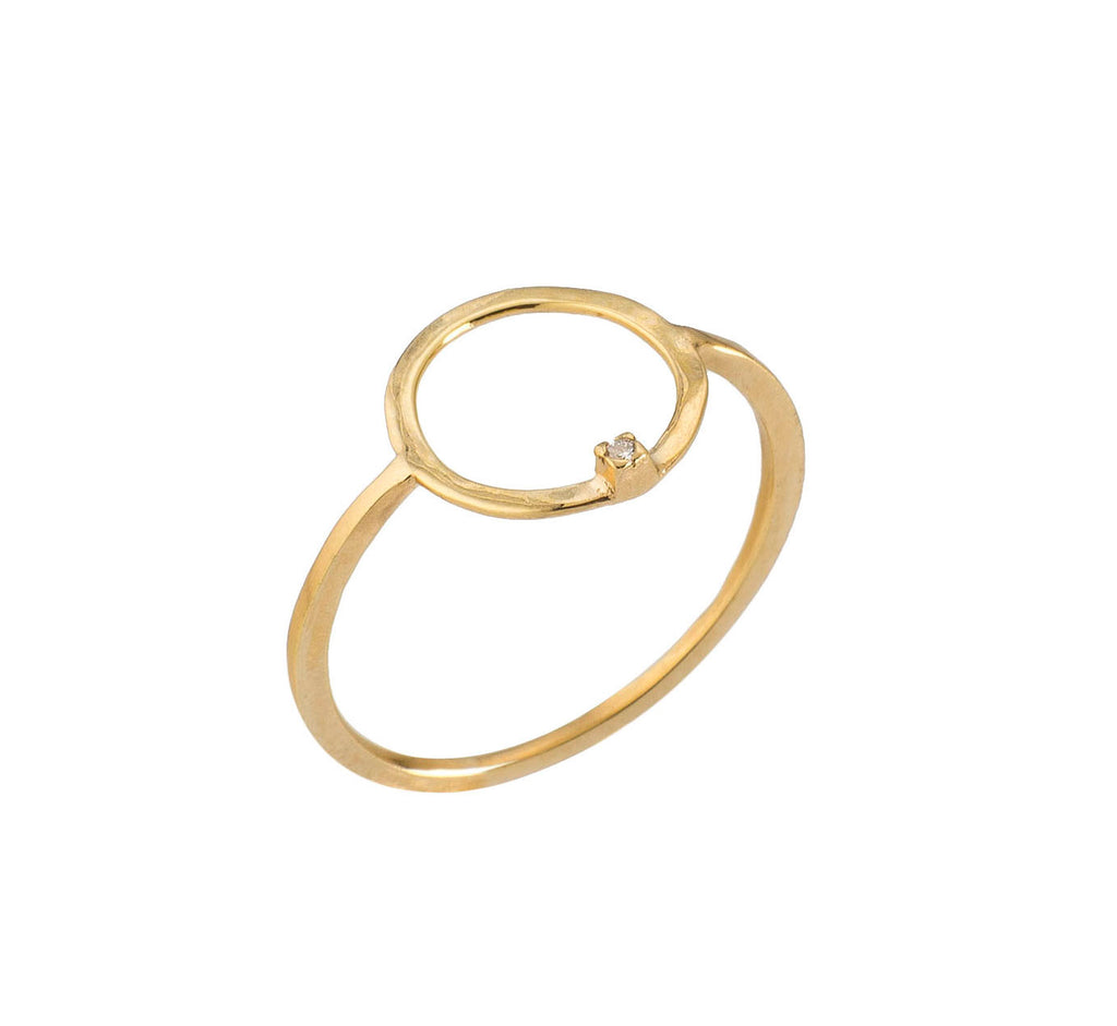 Golden Small Circle Diamond Ring