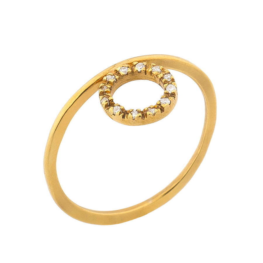Golden Diamond Crown Ring