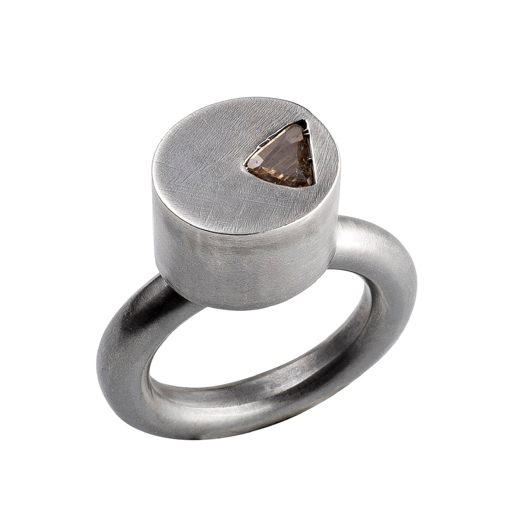 Rose Cut Diamond Oval Silver Ring