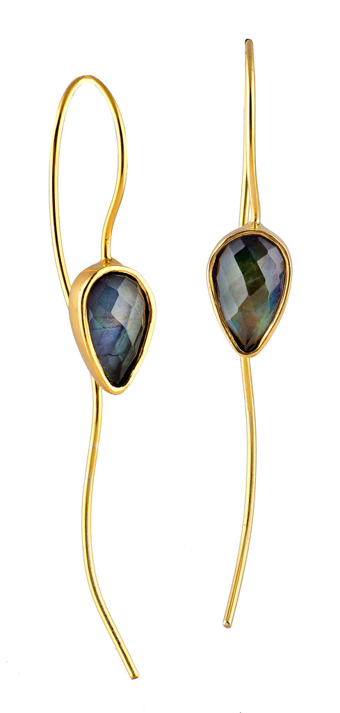 Golden Leaf Spectrolite Earrings