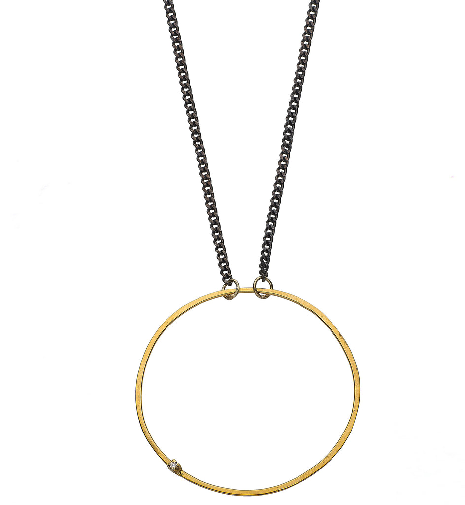 Golden Hoop Diamond Necklace