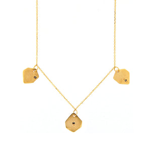 Polygon Golden Necklace with Black Diamonds