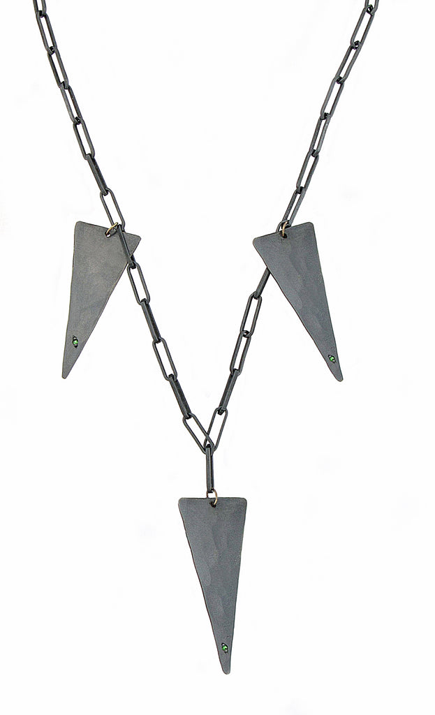 Silver Triangle Tsavorite Necklace