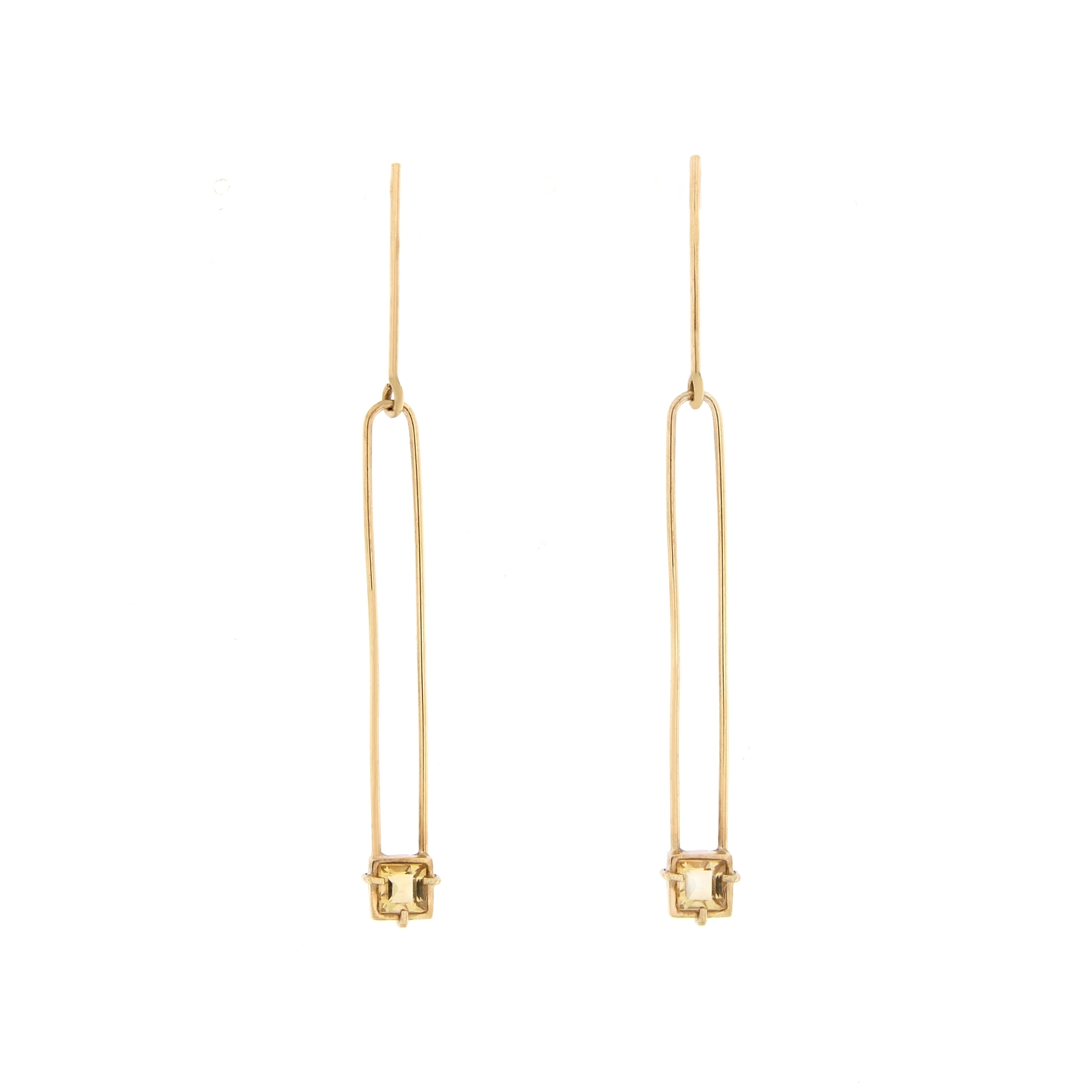Gold Drops Sapphire Earrings