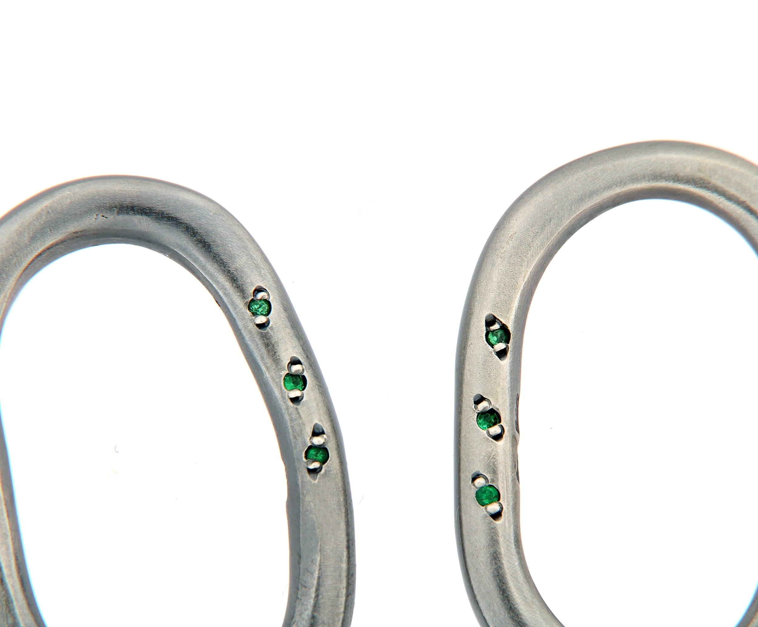 Oval Oxidised Silver Tsavorite Earrings