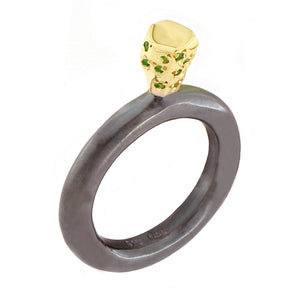 Silver & Gold Emerald Facet Ring