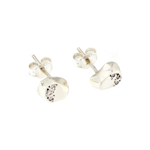 Silver Flat Brown Diamond Facet Earrings