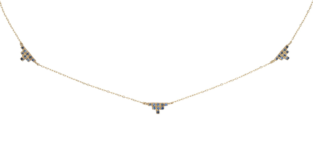 Triple Triangle Blue Sapphire Necklace
