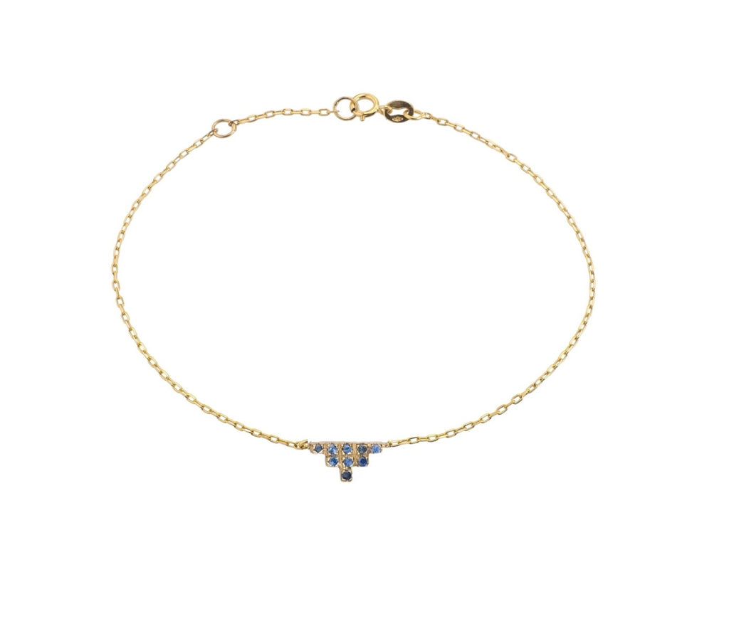 Golden Blue Sapphire Triangle Bracelet