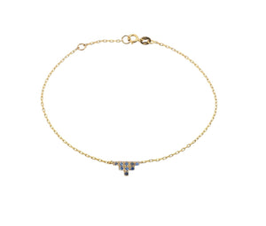 Golden Blue Sapphire Triangle Bracelet