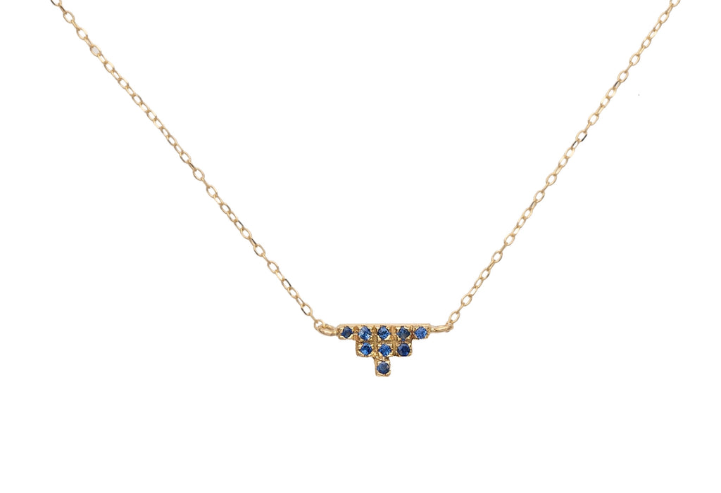 Golden Blue Sapphire Triangle Necklace