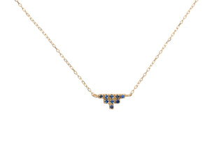 Golden Blue Sapphire Triangle Necklace