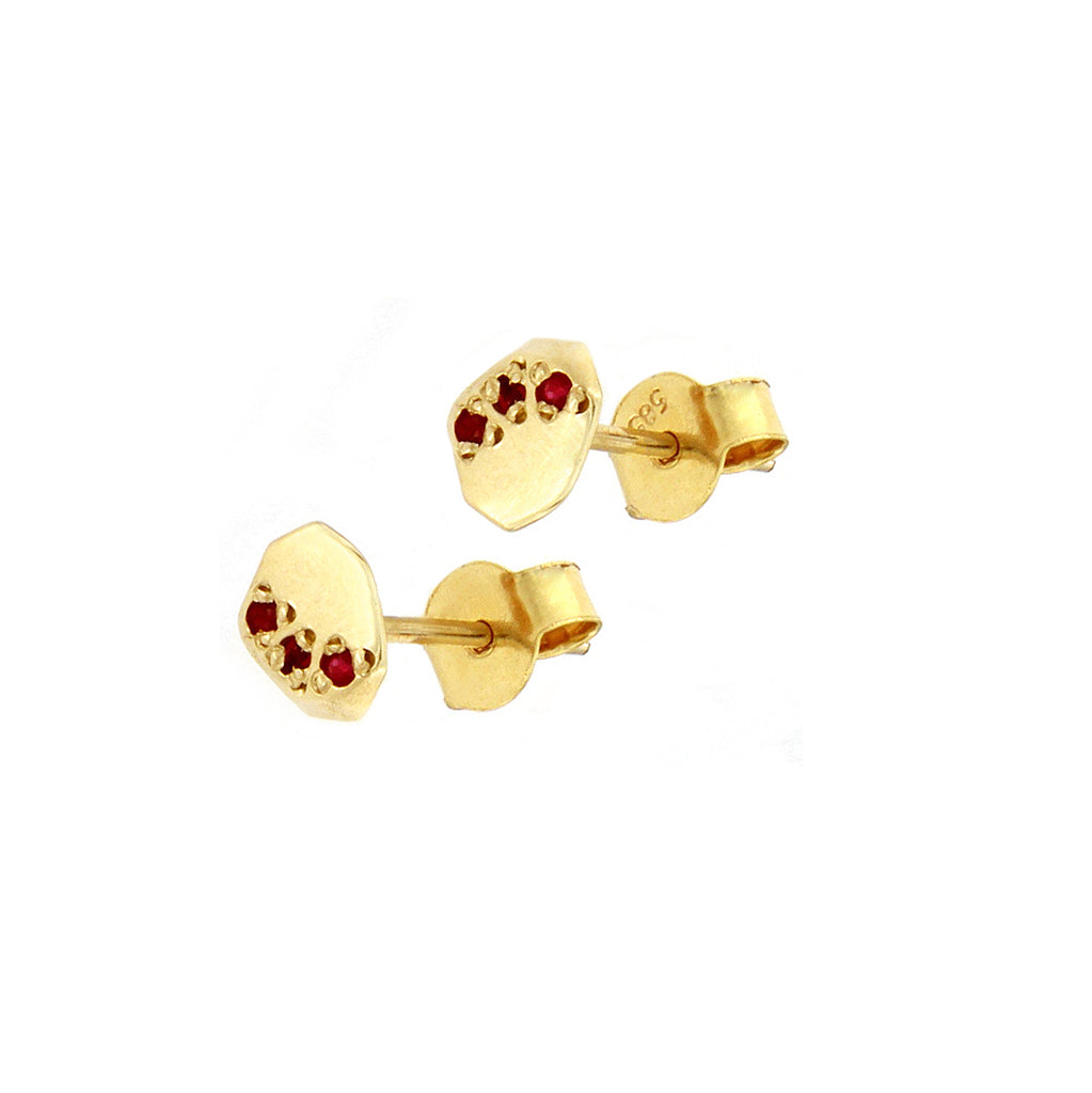 Ruby Facet Flat Earrings
