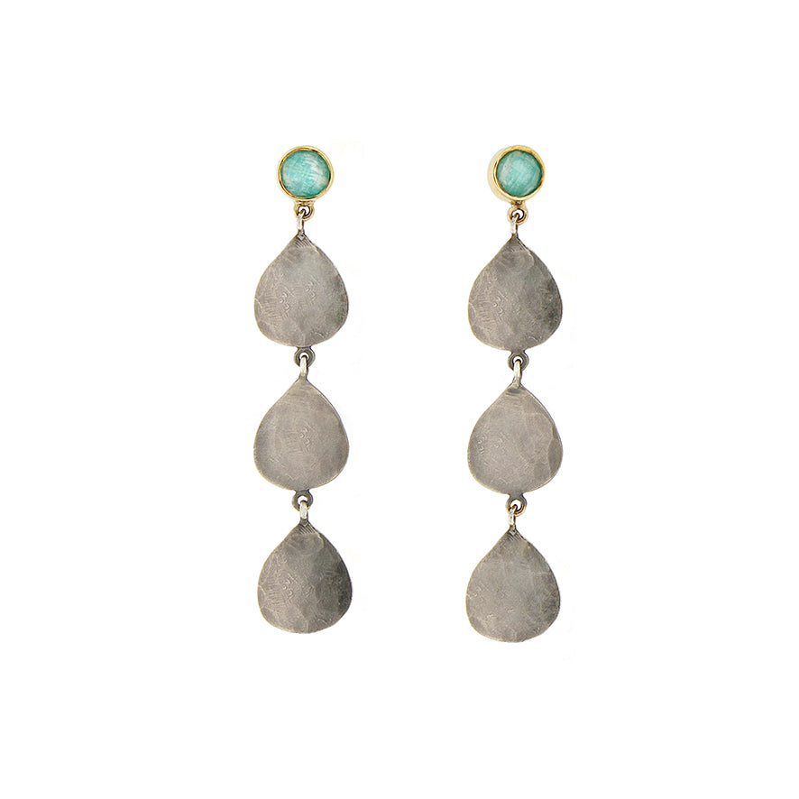 Silver Leaf Amazonite Earrings