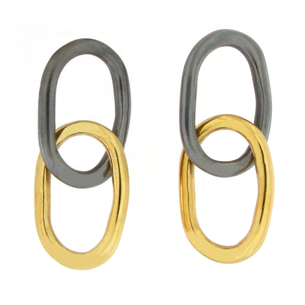 Oval Double Chain Earrings