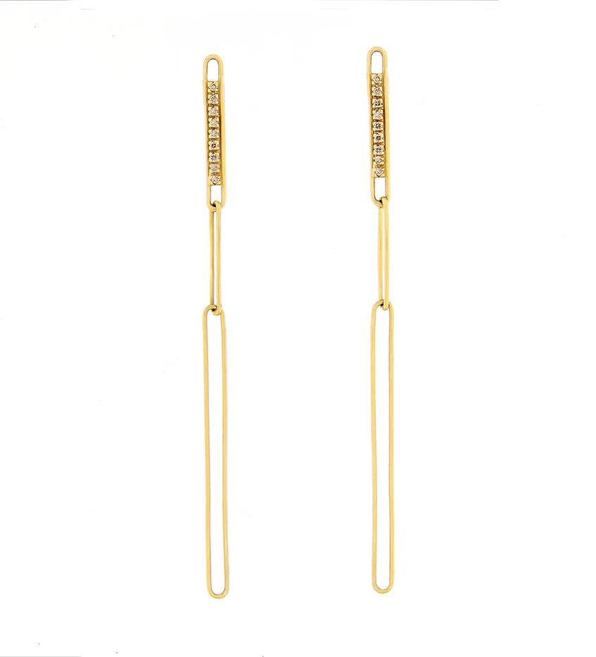 Golden Diamond Line Link Earrings
