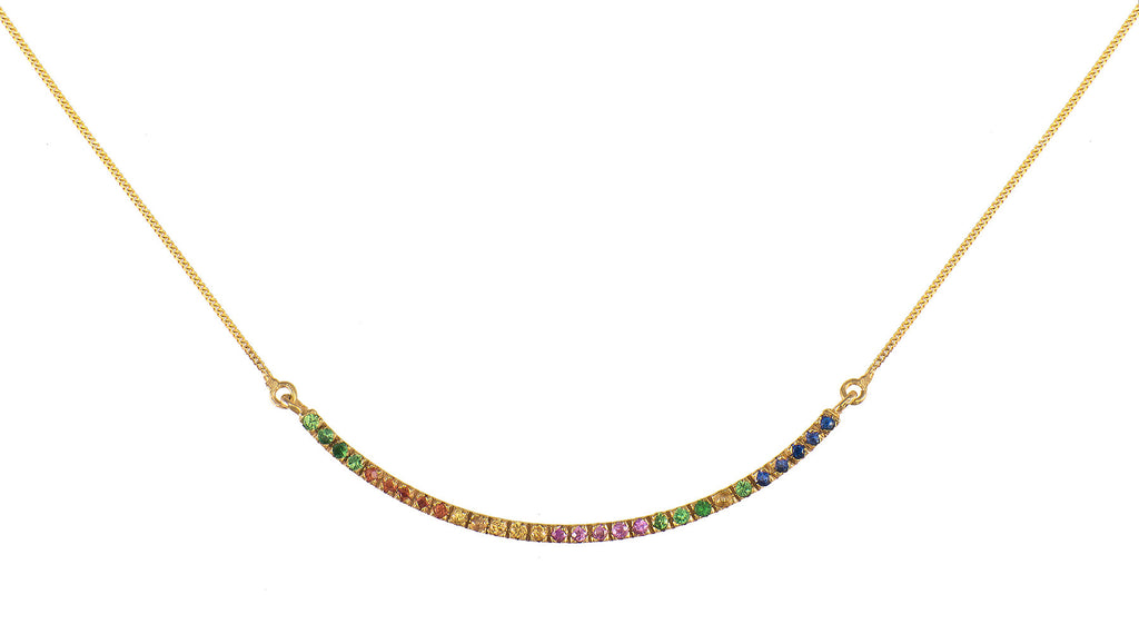 Multicolor Sapphire Curve Necklace