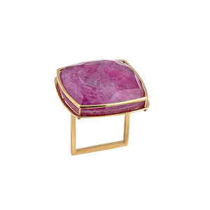 Square Ruby Gold Ring