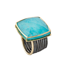 Square Turquoise Peculiar Ring