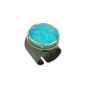 Oxidized Turquoise Gold Ring