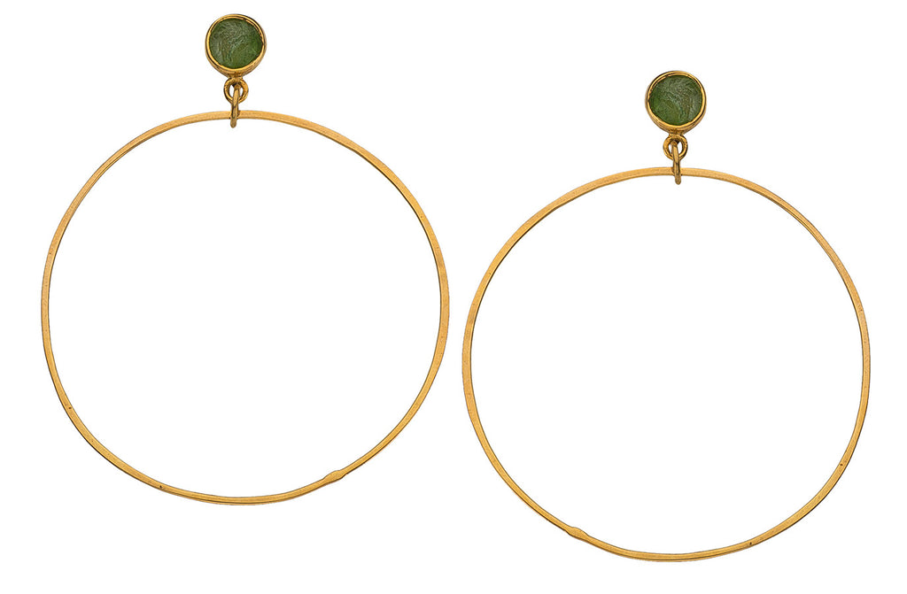 Golden Dioptase Hoop Earrings