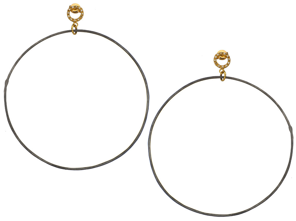 Golden Diamond Hoop Earrings Oxidized