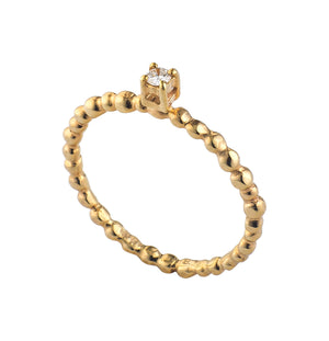 Golden Granulated Diamond Ring