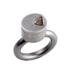 Rose Cut Diamond Oval Silver Ring