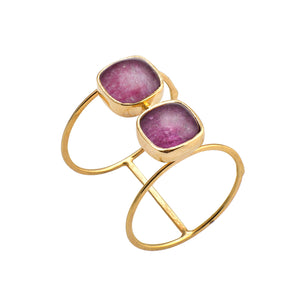 Square Ruby Double Ring