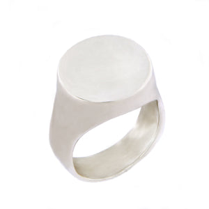 Silver Solid Round Plain Signet Ring