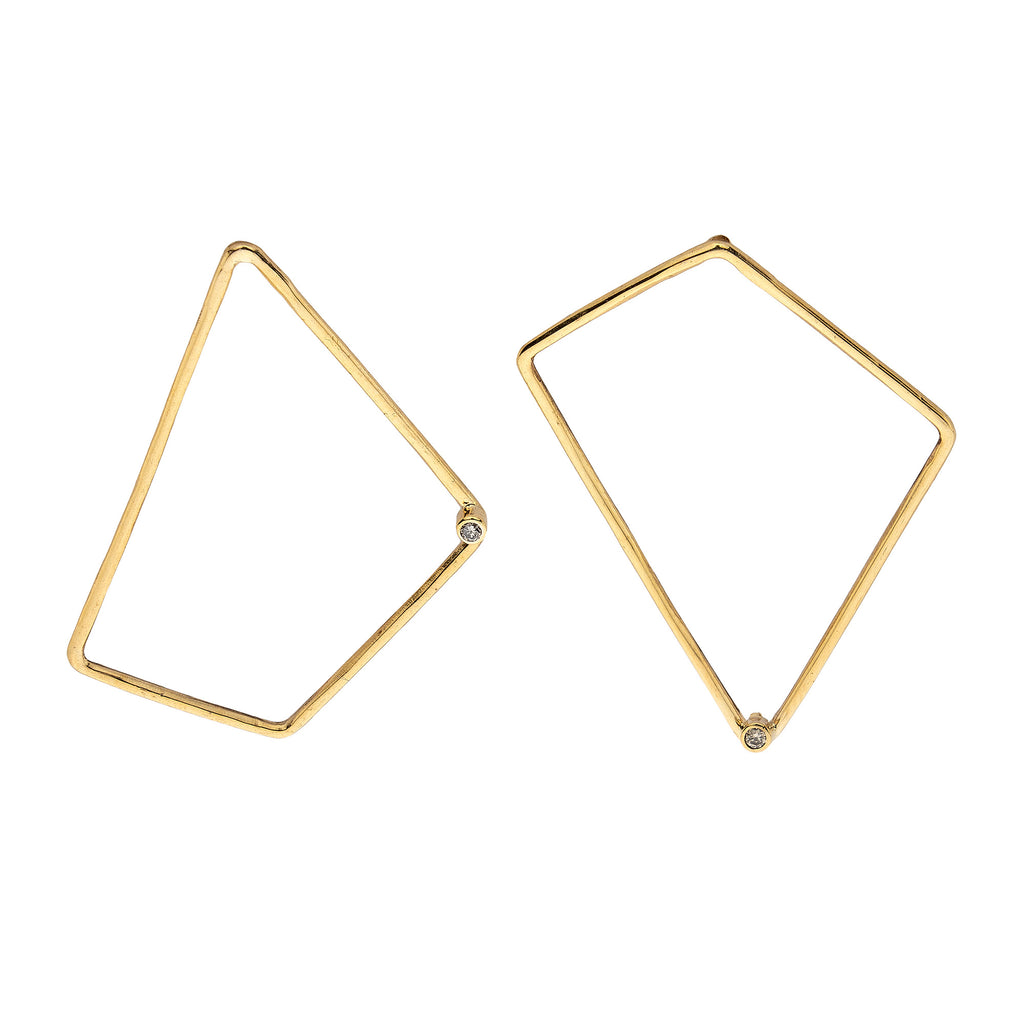 Wire Polygon Diamond Earrings