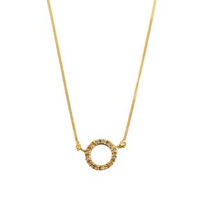 Golden Diamond Circle Necklace