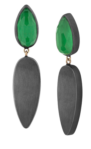 Oxidised Silver Jade Earrings